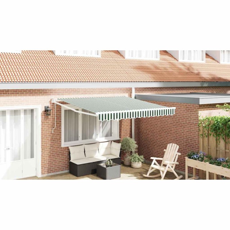 Auvent Rétractable Vert et blanc 350 x 250 cm 526340526340