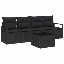 Ensemble de Canapés 5 pcs Noir polyrotin 526344526344