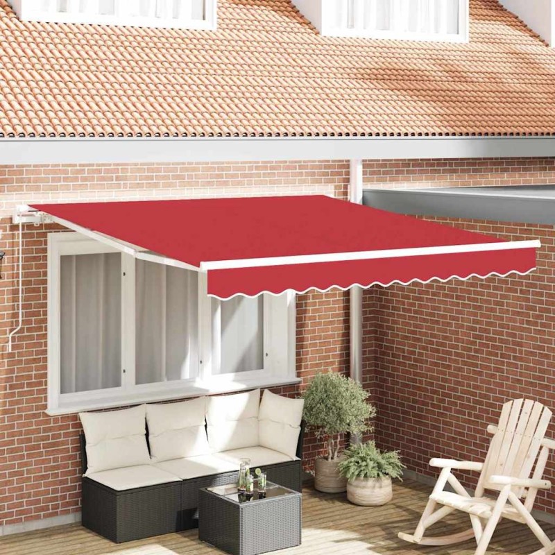 Auvent Rétractable Rouge 350 x 250 cm Polyester et Aluminium 526346526346