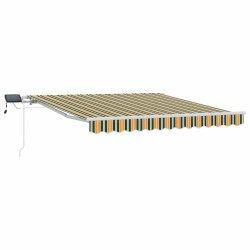 Auvent Rétractable Vert et jaune 350 x 250 cm Tissu et acier 526349526349