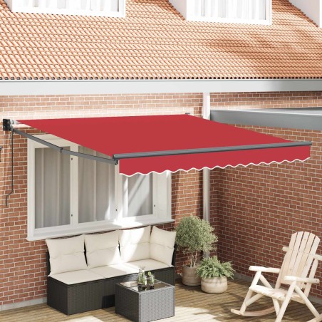 Auvent Rétractable Rouge 350 x 250 cm Polyester et Aluminium 526353526353