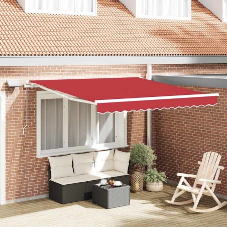 Auvent Rétractable Rouge 350 x 250 cm Tissu et acier 526355526355