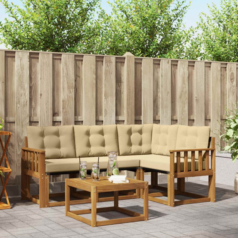 Ensemble de canapés d'extérieur 5 pcs Naturel et Beige 526372526372