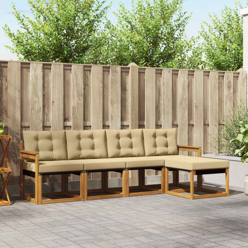 Ensemble de canapés d'extérieur 5 pcs Naturel et Beige 526383526383