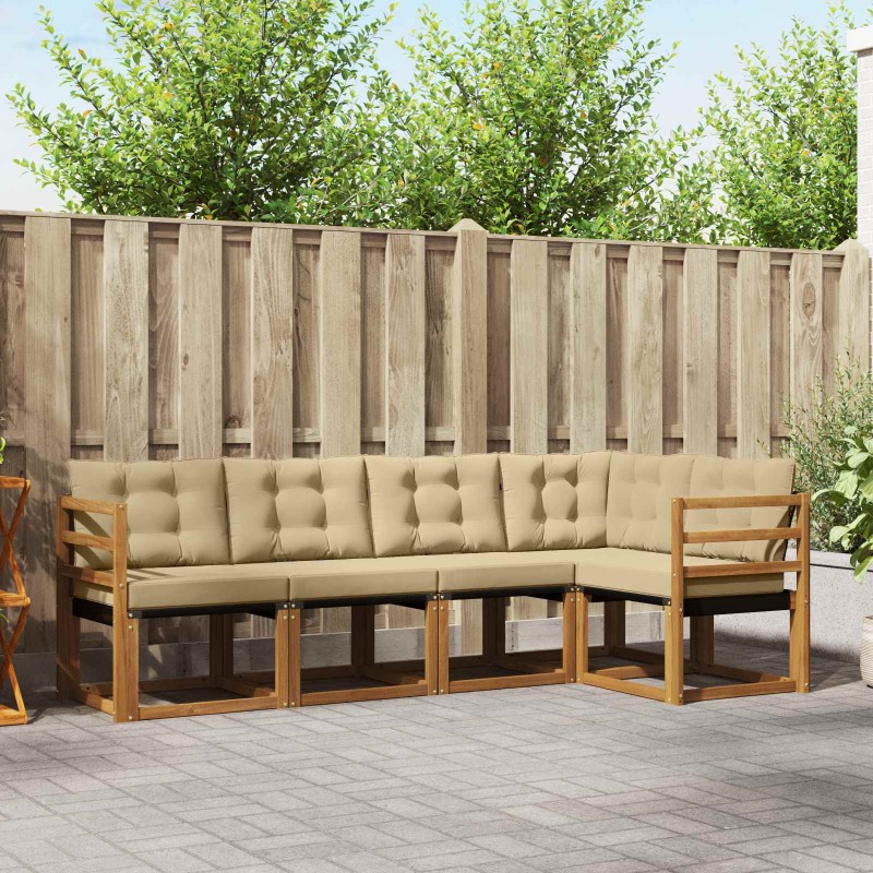 Ensemble de canapés d'extérieur 5 pcs Naturel et Beige 526404526404