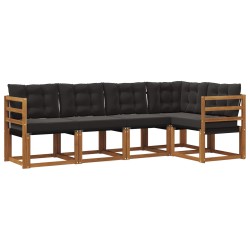 Ensemble de canapés d'extérieur 5 pcs Naturel et Noir 526408526408