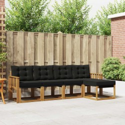 Ensemble de canapés d'extérieur 5 pcs Naturel et Noir 526415526415