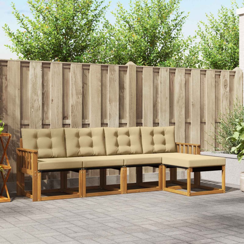 Ensemble de canapés d'extérieur 5 pcs Naturel et Beige 526416526416