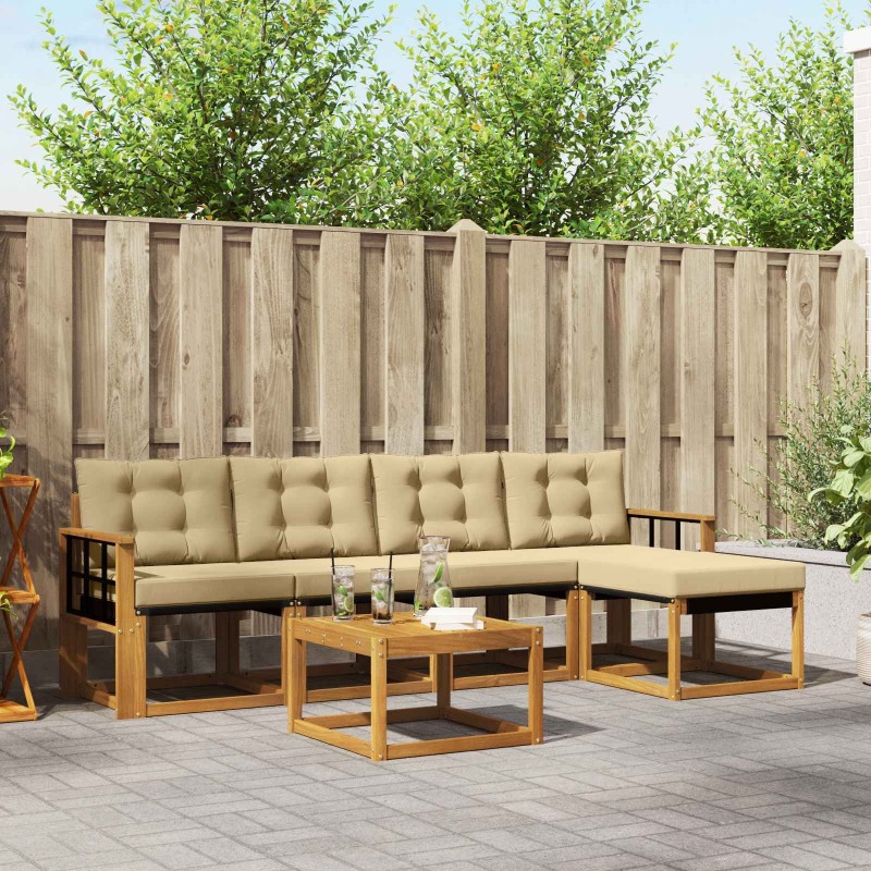 Ensemble de canapés d'extérieur 6 pcs Naturel et Beige 526417526417