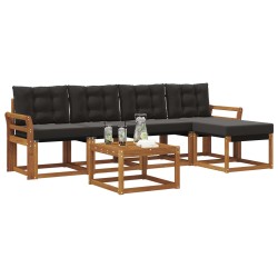 Ensemble de canapés d'extérieur 6 pcs Naturel et Noir 526422526422