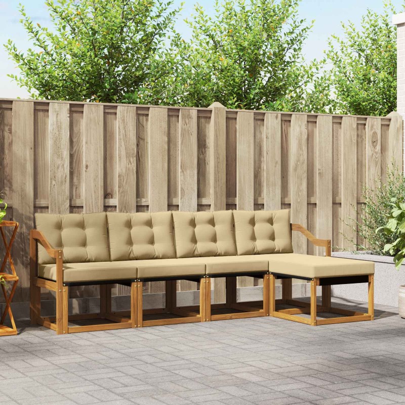 Ensemble de canapés d'extérieur 5 pcs Naturel et Beige 526427526427
