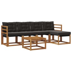 Ensemble de canapés d'extérieur 6 pcs Naturel et Noir 526428526428
