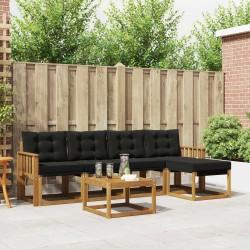 Ensemble de canapés d'extérieur 6 pcs Naturel et Noir 526434526434