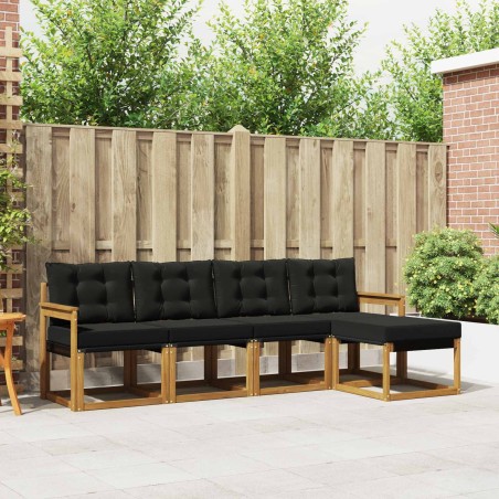Ensemble de canapés d'extérieur 5 pcs Naturel et Noir 526440526440