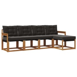 Ensemble de canapés d'extérieur 5 pcs Naturel et Noir 526440526440