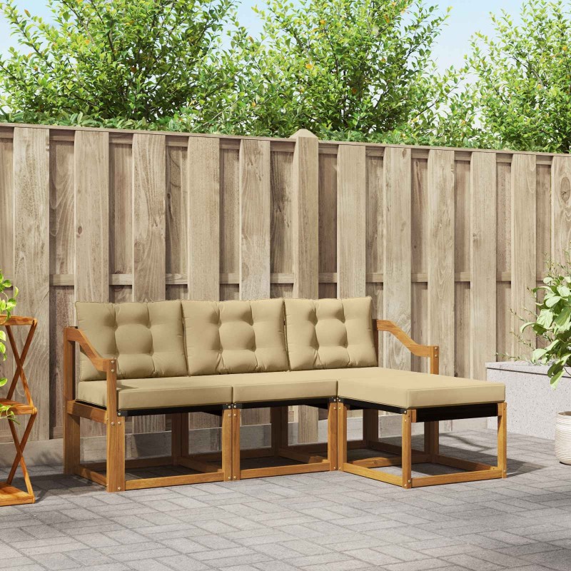 Ensemble de canapés d'extérieur 4 pcs Naturel et Beige 526450526450