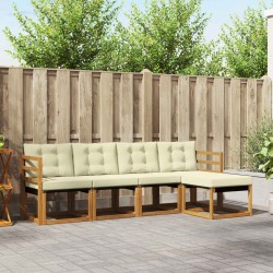 Ensemble de canapés d'extérieur 5 pcs Naturel et Crème 526451526451