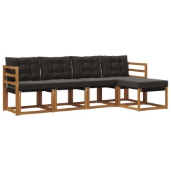Ensemble de canapés d'extérieur 5 pcs Naturel et Noir 526453526453