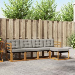 Ensemble de canapés d'extérieur 5 pcs Gris Naturel et Clair 526454526454