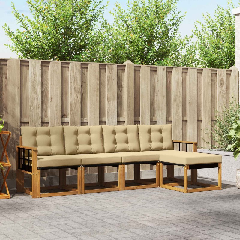 Ensemble de canapés d'extérieur 5 pcs Naturel et Beige 526457526457