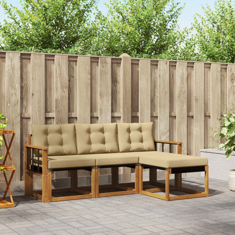 Ensemble de canapés d'extérieur 4 pcs Naturel et Beige 526460526460