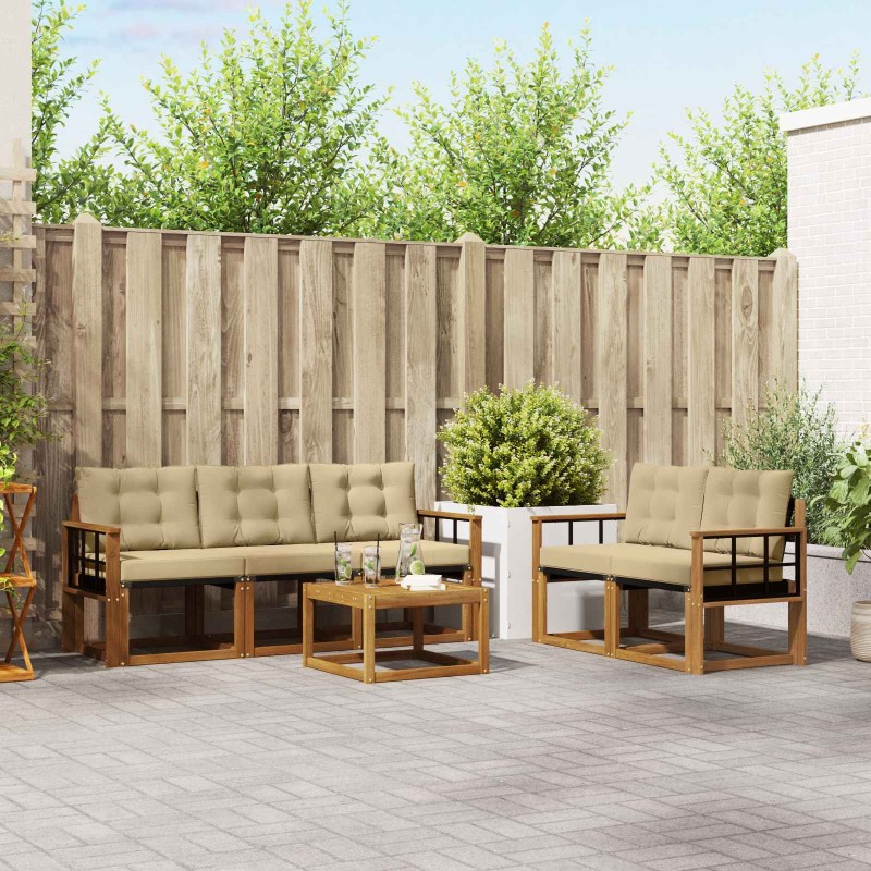 Ensemble de canapés d'extérieur 6 pcs Naturel et Beige 526469526469