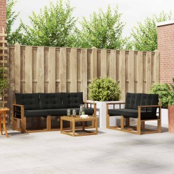 Ensemble de canapés d'extérieur 6 pcs Naturel et Noir 526470526470