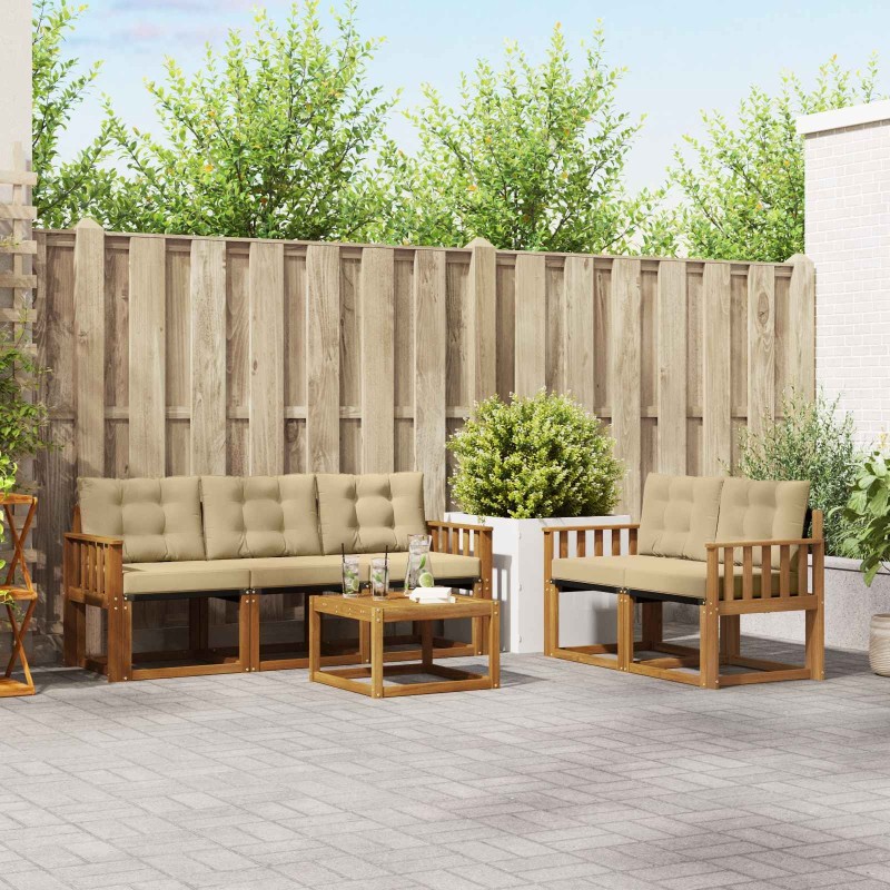 Ensemble de canapés d'extérieur 6 pcs Naturel et Beige 526472526472