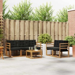 Ensemble de canapés d'extérieur 6 pcs Naturel et Noir 526480526480