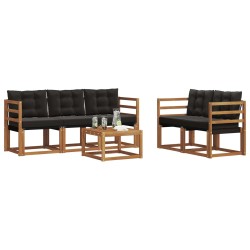 Ensemble de canapés d'extérieur 6 pcs Naturel et Noir 526480526480