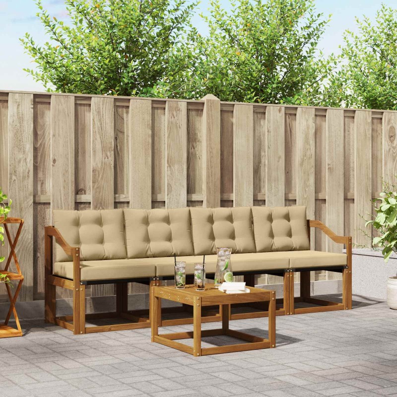 Ensemble de canapés d'extérieur 5 pcs Naturel et Beige 526483526483