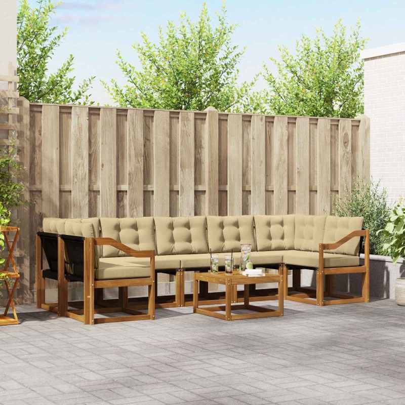 Ensemble de canapés d'extérieur 8 pcs Naturel et Beige 526491526491