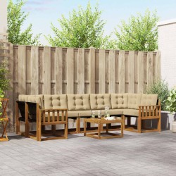 Ensemble de canapés d'extérieur 8 pcs Naturel et Beige 526496526496