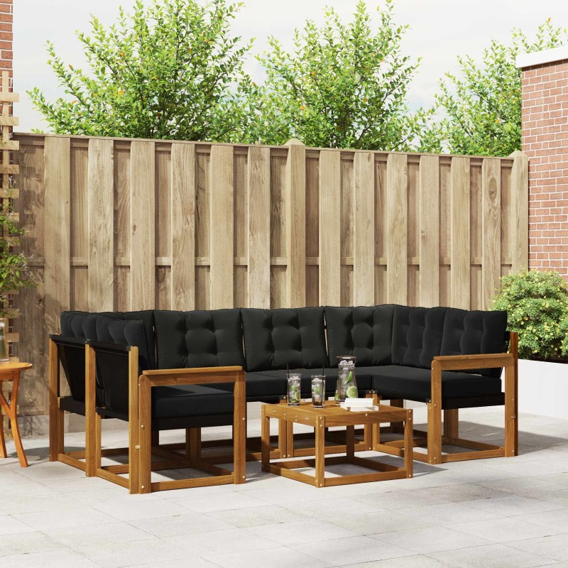 Ensemble de canapés d'extérieur 7 pcs Naturel et Noir 526501526501