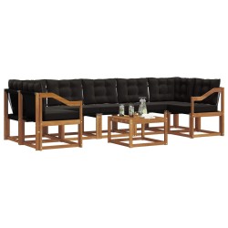 Ensemble de canapés d'extérieur 8 pcs Naturel et Noir 526502526502