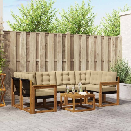 Ensemble de canapés d'extérieur 7 pcs Naturel et Beige 526503526503