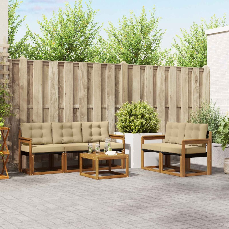 Ensemble de canapés d'extérieur 6 pcs Naturel et Beige 526508526508