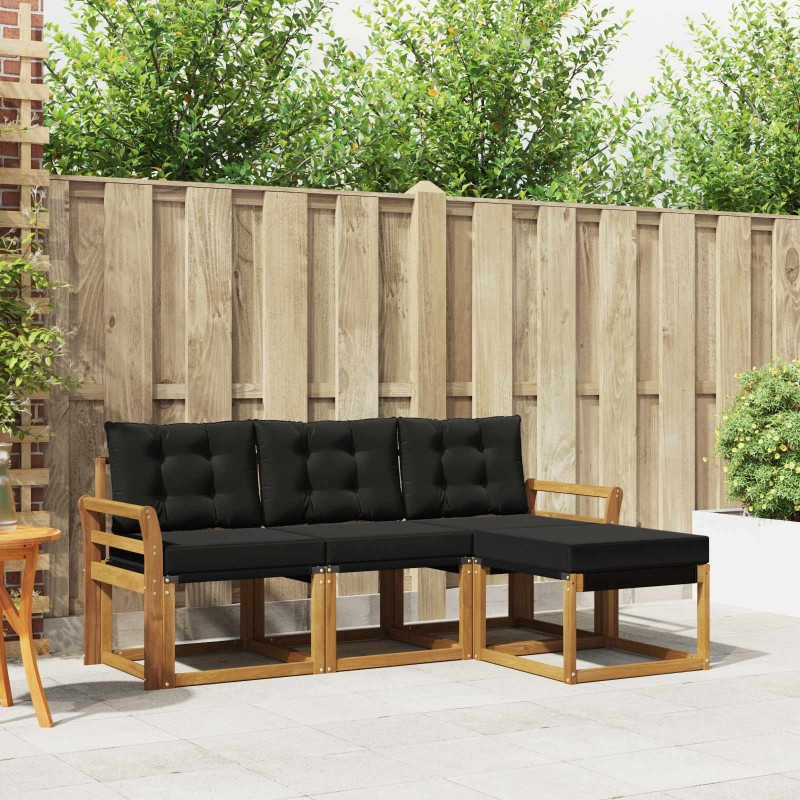 Ensemble de canapés d'extérieur 4 pcs Naturel et Noir 526511526511