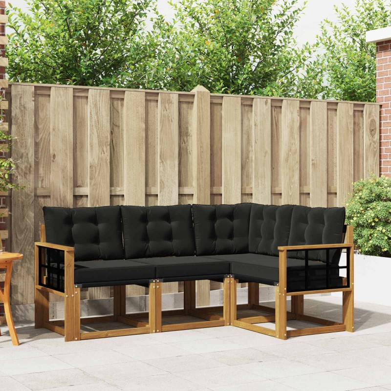 Ensemble de canapés d'extérieur 4 pcs Naturel et Noir 526512526512