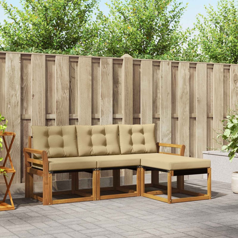 Ensemble de canapés d'extérieur 4 pcs Naturel et Beige 526515526515
