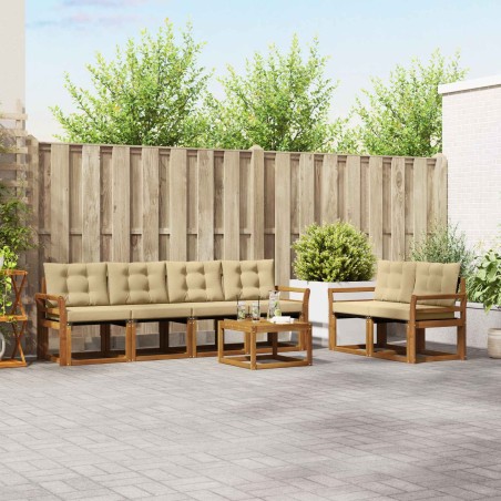 Ensemble de canapés d'extérieur 7 pcs Naturel et Beige 526516526516