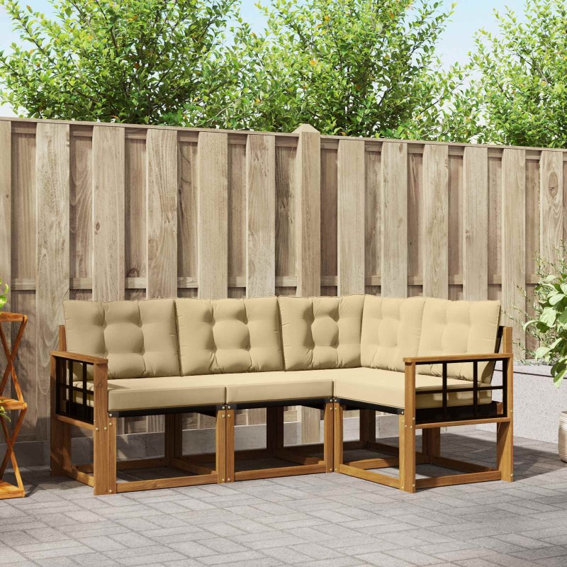 Ensemble de canapés d'extérieur 4 pcs Naturel et Beige 526520526520