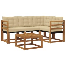 Ensemble de canapés d'extérieur 5 pcs Naturel et Beige 526522526522