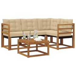 Ensemble de canapés d'extérieur 5 pcs Naturel et Beige 526522526522
