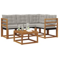 Ensemble de canapés d'extérieur 5 pcs Gris Naturel et Clair 526528526528
