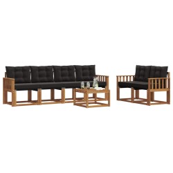 Ensemble de canapés d'extérieur 7 pcs Naturel et Noir 526532526532