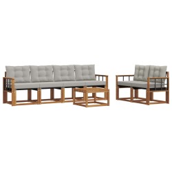 Ensemble de canapés d'extérieur 7 pcs Gris Naturel et Clair 526535526535