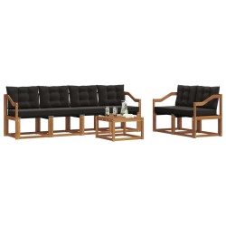 Ensemble de canapés d'extérieur 7 pcs Naturel et Noir 526536526536