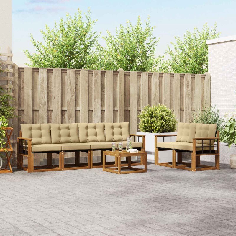 Ensemble de canapés d'extérieur 7 pcs Naturel et Beige 526539526539
