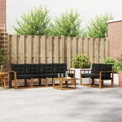 Ensemble de canapés d'extérieur 7 pcs Naturel et Noir 526540526540